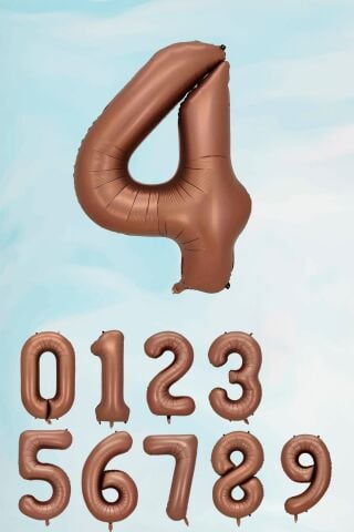 Retro Çikolata Kahve Renk Rakam Balon 80 cm Retro Renk Yaş Balonları