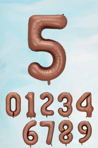 Retro Çikolata Kahve Renk Rakam Balon 80 cm Retro Renk Yaş Balonları
