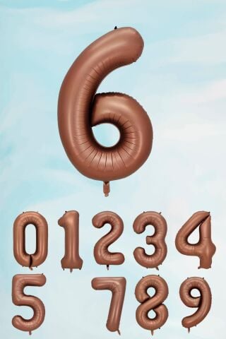 Retro Çikolata Kahve Renk Rakam Balon 80 cm Retro Renk Yaş Balonları