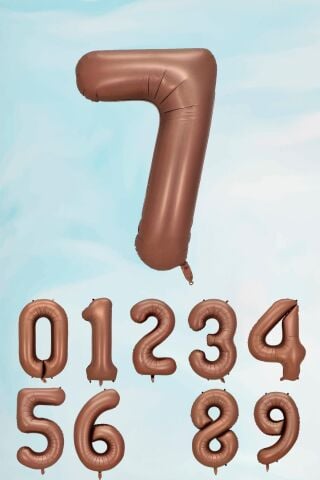 Retro Çikolata Kahve Renk Rakam Balon 80 cm Retro Renk Yaş Balonları