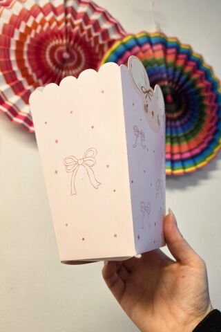 Pembe Fare Konsept Popcorn Kutusu 8 Li Özel Üretim Mısır Kutusu 8 Adet