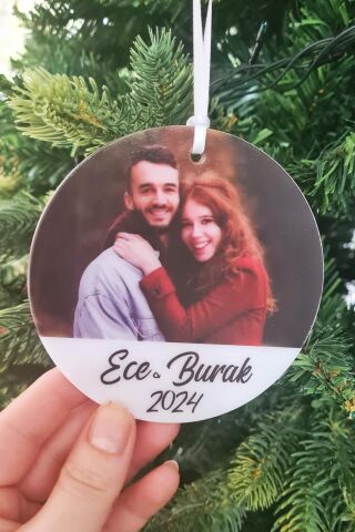 Kişiye Özel Fotoğraflı ve İsimli Yılbaşı Ağacı Süsü , Dikiz Aynası ve Çam Ağaç Süsü