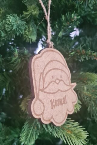 Ahşap İsme Özel Noel Baba Ağaç Süsü Yılbaşı Ağacı Süslemesi