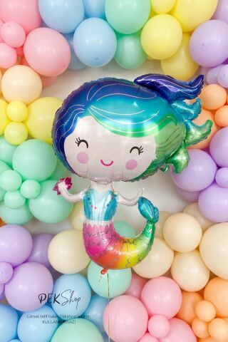 Gökkuşağı Renkler Deniz Kızı Folyo Balon