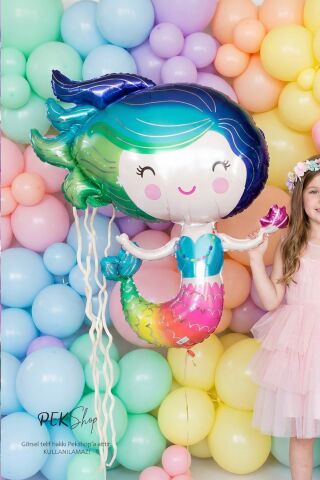 Gökkuşağı Renkler Deniz Kızı Folyo Balon