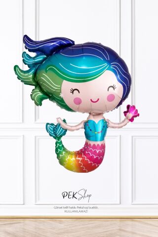 Gökkuşağı Renkler Deniz Kızı Folyo Balon