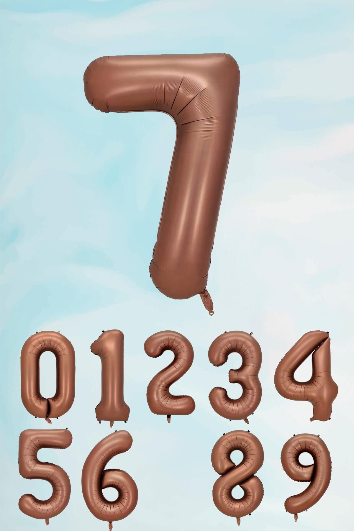 Retro Çikolata Kahve Renk Rakam Balon 80 cm Retro Renk Yaş Balonları 7