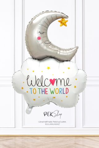 Aylı Bulut Balon Welcome To The World Yazılı Doğum Baby Shower Balonu 9634