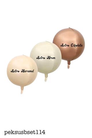 Retro Küre Folyo Balonlar Seti 3lü Retro Renk Büyük Küre Şekilli Folyo Balon Paketi